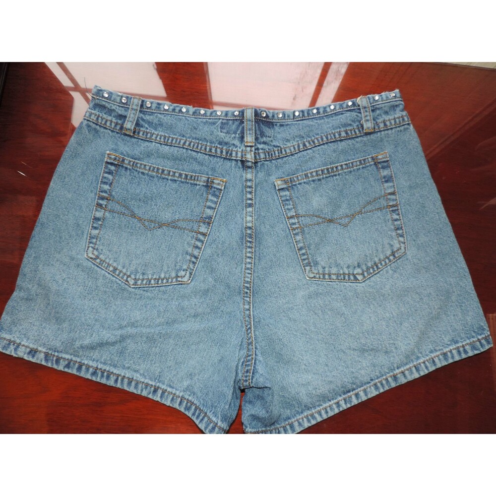 L.A. Blues Rhinestone Accented Denim Shorts Size 12 ( 33"W, 4"I, 11"R ) - Picture 2 of 4